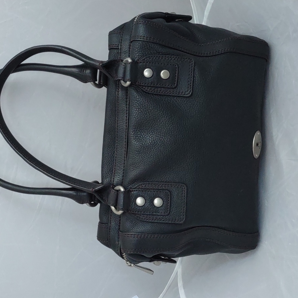 Fossil Black Pebbled Leather Double-Handle Crossbody Satchel